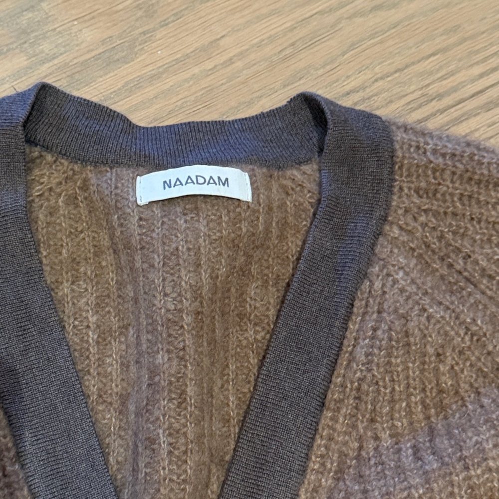 Naadam Women's Brown Cardigan Sweater, M - Picture 2 of 3